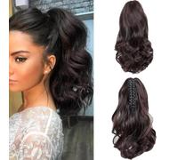 RPAEOY Queue Postiche Cheveux Bouclés Ondulés Extension Capillaire Synthétique Pince Griffe Volumateur Coiffure Naturelle