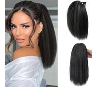 RPAEOY Queue Postiche Volumineuse Cheveux Lisses Naturels Extension Capillaire Pince Papillon Coiffure Queue Cheval Longue