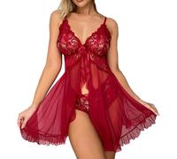 RPAEOY Robe de Nuit Femme Nuisette Babydoll Bretelles Dentelle Transparente Vêtements de Nuit Élégant Tenue Séduction Ensemble Nuit Combinaison Nuit