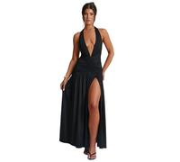 RPAEOY Robe Femme Longue Dos Nu Bodycon à Fendue Sexy Col V Profond d'Été Maxi sans Manches Robes de Soirée Cocktail Club (L)