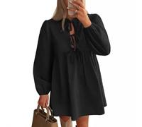 RPAEOY Robe Femme Manches Longues à Ourlet Volanté Bodycon Plissée Élégant Midi Robes Moulante Élégant Chic Mini Jupe pour Casual Cocktail Party (Noir/S)