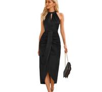 RPAEOY Robe Femme Sexy sans Manches Fendue Robe Longue Robe Cocktail Elégant Robe de Soirée Party Fête Cocktail (Noir,M)