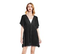 RPAEOY Robe Plage Femme Tunique Kimono Pompons Beachwear Été Bohème Cache Maillot de Bain Jupe de Bain Transparente Robes Ete Vacances Bord de Mer Vetement Plage