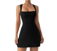RPAEOY Robe sans Manche Femme Carré Col Bretelles Larges Robes Chic Et Elegant Mini Robe Moulante Cocktail Soirée Vetement Été Summer Dress