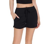 RPAEOY Short de Bain pour Femme Taille Haute Serrage Réglable avec Poches Contrôle du Ventre Sport Vêtements d'Été Maillot de Bain Bikini Séchage Rapide Élastique Pantalon de Plage (Noir,XL)
