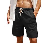 RPAEOY Short Homme en Coton Short Court avec Cordon de Serrage Poche été Casual Pantalon Slim Fit Taille éLastiquéE Short Beach Shorts (Noir,M)