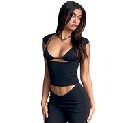 RPAEOY T Shirt Femme à Manches Courtes Col en V Tshirt Haut Décontractée Coton Top Sport Tee Manche Courte Élégant Slim Fit Casual Basique