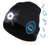 Rpanle Bonnet Bluetooth Cadeau Femme Homme, 9 LED Bonnet Chapeau Lumineux Casquette Rechargeable USB Unisexe Music Bonnet Bluetooth Chapeau Doux Chaleureux Bonnet Hiver pour Ski Randonnée Camping