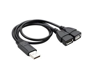 Rpanle Câble USB Splitter Y, USB 2.0 A Male to 2 Dual USB Jack Femelle Y Splitter Hub Câble Adaptateur Cordon d'alimentation 35 cm pour Laptop HDD SDD Disque Câble d'Extension