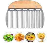 Rpanle Couteau de Tranches de Pomme de Terre, Couteau Lame Ondulée, Trancheuse de Frites Vague, Patate Lame OnduléE Coupe en Acier Inoxydable Frites Outils De Cuisine pour Légume, Fruits et Gaufre