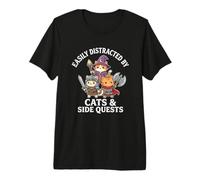 RPG Gamer Cats - Funny Side Quest Distrait Jeu de Table T-Shirt Haut de Gamme