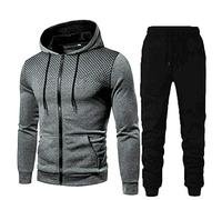 RPixc Tenue Sport Homme DéContracté Hooded Survetement Sport Ensemble Doux Chic VêTement Complet Full Zip Sweat à Capuche Et Pantalon à Pois Printemps Et Fall Noir Gris Taille M à 3xl…
