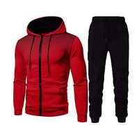 RPixc Tenue Sport Homme DéContracté Hooded Survetement Sport Ensemble Doux Chic VêTement Complet Full Zip Sweat à Capuche Et Pantalon à Pois Printemps Et Fall Noir Gris Taille M à 3xl…