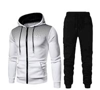 RPixc Tenue Sport Homme DéContracté Hooded Survetement Sport Ensemble Doux Chic VêTement Complet Full Zip Sweat à Capuche Et Pantalon à Pois Printemps Et Fall Noir Gris Taille M à 3xl…