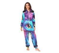 RPLIFE Adorable pyjama grenouillère dragon mignon pour adultes, combinaison de Noël pour femmes et hommes, pyjama une pièce en peluche, fermeture éclair sur le devant, Adorable dragon mignon, XS