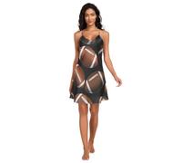 RPLIFE American Footballs Robe noire à enfiler pour femme, chemise de nuit sexy avec col en V et bretelles spaghetti pour femme, taille S à XXL, Ballons de football américains noirs, L