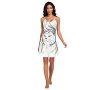 RPLIFE Angry Cat With Canari on Head Ladies Slip On Satin Dress Cami Sleeveless Nightgowns For Women, Chat en colère avec canari sur la tête, L