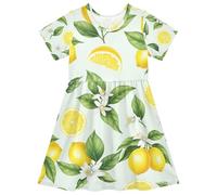 RPLIFE Aquarelle Jaune Citrons Robe d'été à manches courtes pour petites filles, 2T, Aquarelle Jaune Citrons, 4 ans