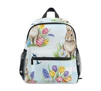 RPLIFE Aquarelle Lapins Spring Egg Sac à dos pour petite fille avec étiquette nominative, petits sacs à dos de maternelle, Aquarelle Lapins Œuf de printemps, 6-8 Years, Sacs à dos mignons