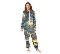 RPLIFE Artist Made Starry Sky Pyjama grenouillère de Noël unisexe à capuche avec fermeture éclair, Ciel étoilé fabriqué par des artistes, S