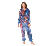 RPLIFE Aurora and Wolf Combinaison pyjama à capuche en peluche douce pour homme et femme, Aurore et loup, XXL