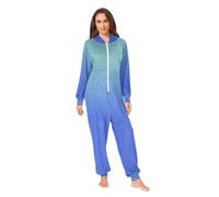 RPLIFE Blue Gradient Pyjama à capuche pour adulte en velours cristal ultra doux avec fermeture éclair, Dégradé bleu, M