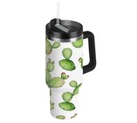 RPLIFE Cactus Green Pink Gobelet avec couvercle et paille de 887 ml - Tasses à café isotherme en acier inoxydable avec couvercles pour homme et femme