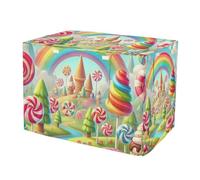 RPLIFE Candy Rainbow Housse de cage pour chien résistante aux UV avec côtés enroulables, réduit les aboiements, taille XL