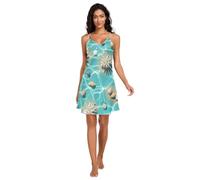 RPLIFE Chaussons de plage sous-marins pour femme, bretelles spaghetti réglables avec col en V, Scènes de plage sous-marines sable, S