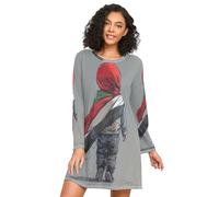 RPLIFE Chemise de nuit douce à manches longues pour femme, force silencieuse, Silencieux, S