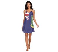 RPLIFE Chemise de nuit en satin avec motif drapeau des îles Vierges britanniques pour femme, bretelles spaghetti réglables et col en V, Drapeau des îles Vierges britanniques, XL