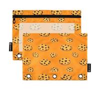 RPLIFE Chocolate Cookies Lot de 2 pochettes pour classeur à livres pour l'école des enfants, pochette transparente à fermeture éclair pour garçons et filles, 24,8 x 17,8 cm (taille unique x 2)