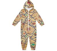 RPLIFE Combinaison à capuche pour enfants, manches longues avec fermeture éclair, combinaison ample pour l'hiver, Boussole nautique carte de mer beige, 4 ans