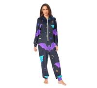 RPLIFE Combinaison pyjama de Noël violet bleu noir fluo pour adultes, super doux à capuche avec fermeture éclair, Violet fluo, bleu, noir, XX-Large