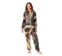 RPLIFE Combinaison pyjama une pièce en velours doux avec motif tête de mort et carte au trésor de pirate pour homme et femme, Carte au trésor de crâne de pirate, Small
