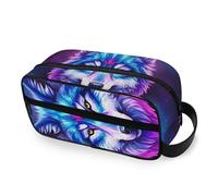 RPLIFE Cool Wolf Trousse de toilette résistante à l'eau Violet fluo Trousse de maquillage esthétique pour femme