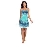 RPLIFE Cosmic Planet Chemise de nuit en satin pour femme avec bretelles spaghetti réglables et col en V, Cosmic Planet Fleur abstraite, M