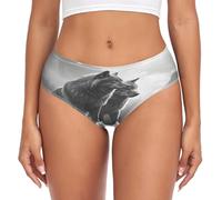 RPLIFE Couple Wolf noir blanc sous-vêtements pour femmes, sous-vêtements respirants pour femmes, culottes confortables pour femmes, sous-vêtements doux, Couple Loup Noir Blanc, X-Small