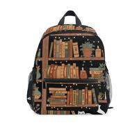 RPLIFE Cozy Cat Library Sac à dos marron pour petite fille avec étiquette nominative, mini sac à dos pour petit enfant, Cozy Cat Library Marron, 6-8 Years, Sacs à dos mignons