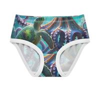 RPLIFE Culotte en coton pour petite fille, motif animaux marins, tortue bleu sarcelle, 2 à 8 ans, Animaux marins tortue bleu sarcelle, 5 ans
