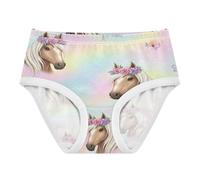 RPLIFE Culotte en coton pour petite fille, motif cheval mignon, dégradé pastel, 2 à 8 ans, Dégradé pastel mignon cheval, 8 ans