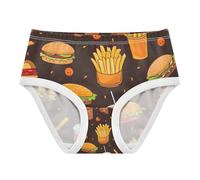 RPLIFE Culottes pour filles, culottes marron pour tout-petits, en coton, 2 à 8 ans, Fast Food Cartoon Marron, 4 ans