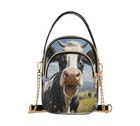 RPLIFE Curious Cow Portrait Sac à main matelassé pour femme Petit sac à bandoulière avec sangle en chaîne pour voyage et usage quotidien
