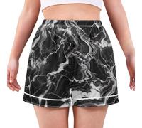 RPLIFE Ensemble de pyjama pour femme, ensemble de pyjama d'été doux pour femme, Marbre noir veines blanches, XL