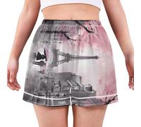 RPLIFE Ensemble de pyjama pour femme, ensemble de pyjama d'été doux pour femme, Peindre des gens se promenant dans les parapluies de Paris, XXL