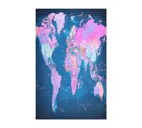 RPLIFE Ensemble de torchons de cuisine en tissu absorbant motif carte du monde avec villes, 71 x 45,7 cm