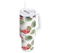 RPLIFE Flamants roses - Bouteille d'eau isotherme en acier inoxydable avec paille - Pour femme
