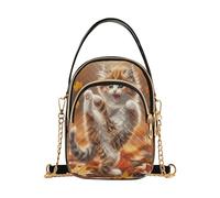RPLIFE Funny Kung Fu Cat Sac à bandoulière matelassé pour femme, petit sac à bandoulière avec sangle de chaîne et plusieurs poches, sac à main de voyage décontracté