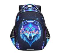 RPLIFE Galaxy Neon Wolf Sac à dos pour enfants de 6 à 12 ans, Loup fluo galaxie, 15", Sac à dos traditionnel
