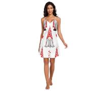 RPLIFE Gnomes Longue Barbe Grise Blanche Satin Robe à enfiler pour femme Bretelles spaghetti réglables Col en V Nuisette pour femme, Gnomes longs barbes grises blanches, Small